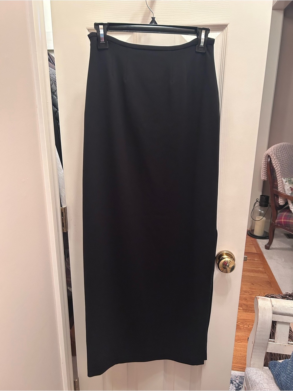 St John Black 42” Long Gabardine Pencil Evening Skirt w/21” Side Slit & Zipper.2